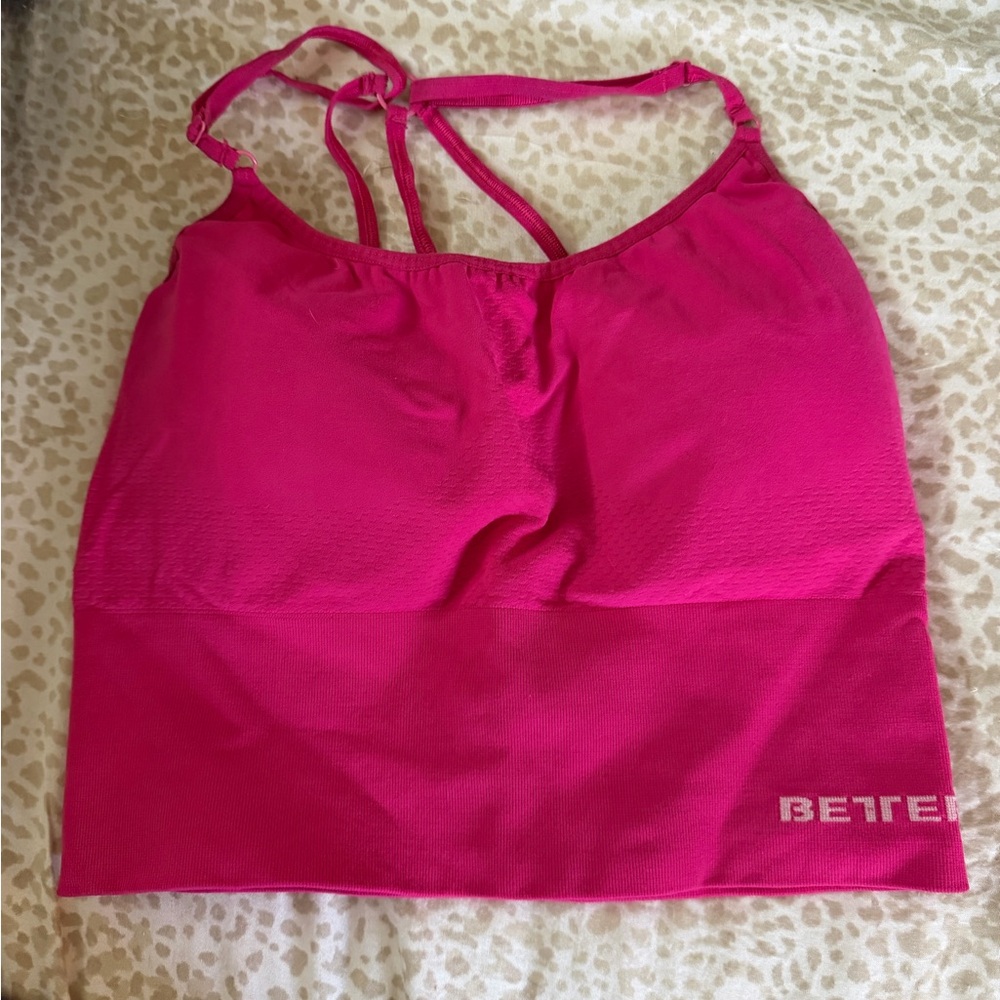 BETTER BODIES Vibrant Pink Seamless Strappy Crop Top